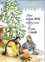 Nativité sur carte de voeux, illustration de Soeur Jacinthe 
